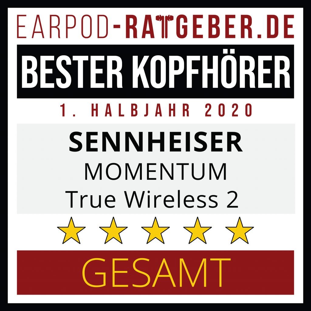 Earpod Ratgeber Awards 2020 1.Halbjahr High Fidelity Sieger Sennheiser MOMENTUM True Wireless 2